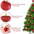 thumbnail image 6 of CuiLiyq 24 Pcs Valentines Heart Ornaments Set, Red Glitter Heart Shaped Baubles, Romantic Christmas Valentines Tree Hanging Decorations (Red), 6 of 6