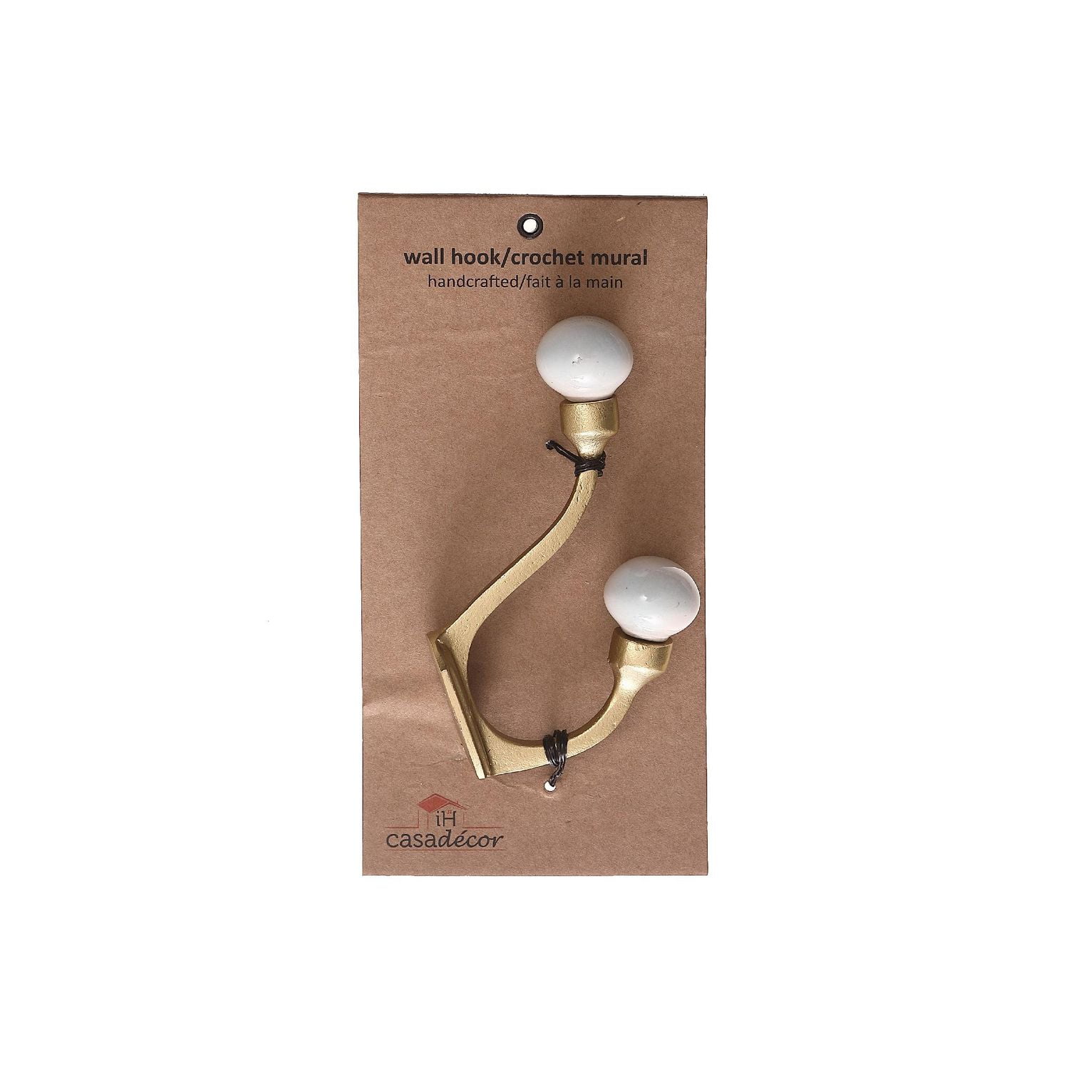 Iron Hook With Ceramic Ivory Knob (Gold) - Set of 4