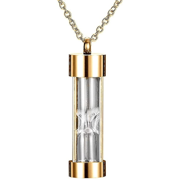 Collar con urna de cremación de cristal con forma de reloj de arena y memoria del tiempo