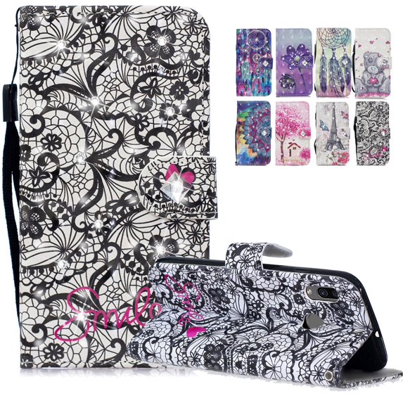 Samsung Galaxy A20 Case, Galaxy A30 Case, Dteck Lightweight Pattern PU Leather Flip Stand Wristlet Case Cover with Card Slots For Samsung Galaxy A20 / A30, Lace Flower
