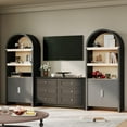 thumbnail image 6 of 71" Tall Arched Display Cabinet,5-Tier Bookshelf Modern Farmhouse Arched Bookcase with Open Display Shelves and Adjustable Shelf,Wooden Pantry Storage Cabinet for Living Room, Office and Kitchen, 6 of 8