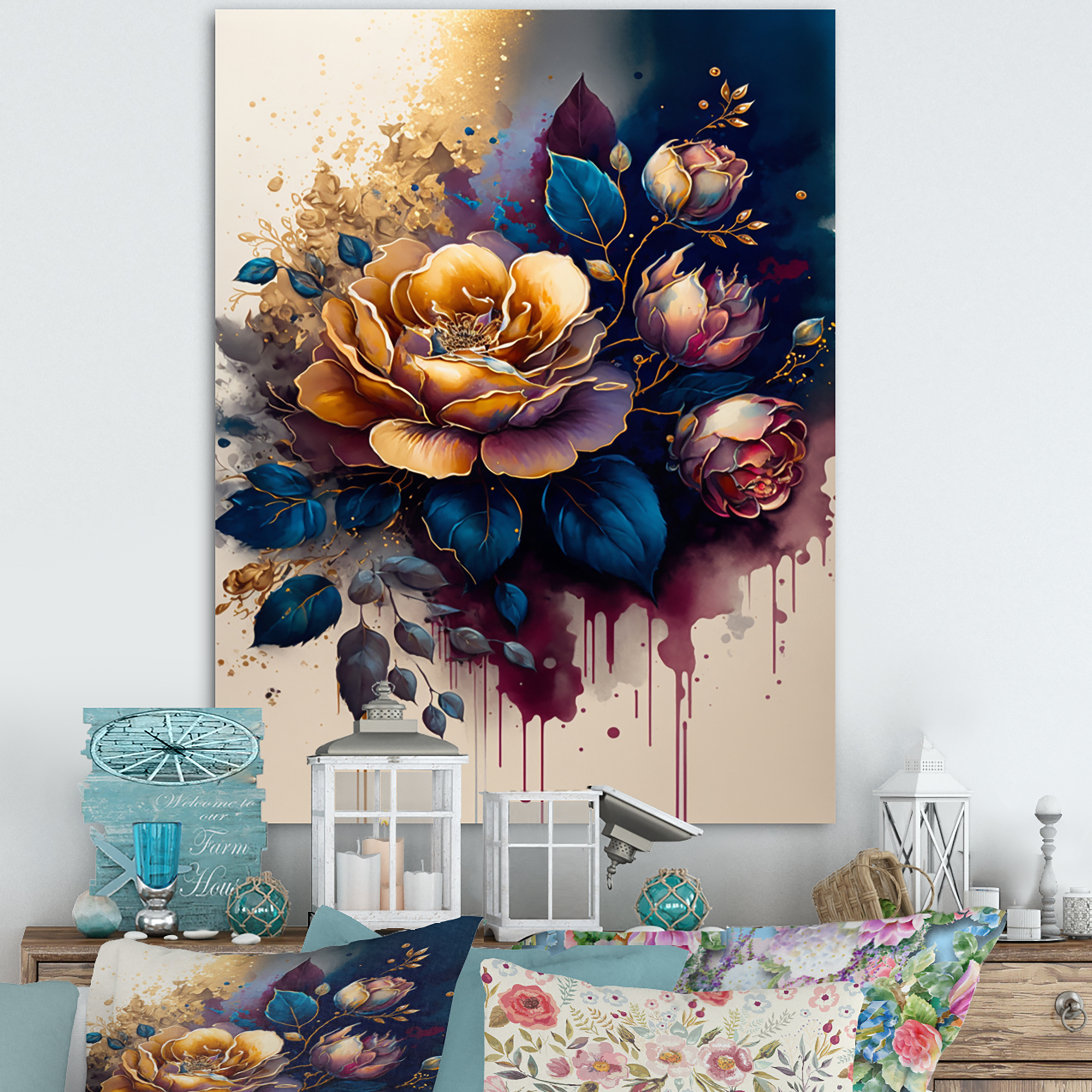 Designart Night Shade Rose Design I Canvas Wall Art