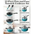 thumbnail image 2 of Cook N Home Pots and Pans Nonstick Cookware Set 12-Piece, Kitchen Cooking Set with Frying Pans and Saucepans, Induction Compatible, Turquoise, 2 of 9