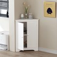 thumbnail image 3 of Floor Corner Cabinet with 2 Doors and Adjustable Shelves, Freestanding Narrow Cabinet Organizer, Corner Storage Cabinets for Bathroom, Kitchen, Living Room, or Bedroom (White), 3 of 6
