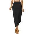 thumbnail image 3 of INSPIRE CHIC Slit Front Skirts for Women's Irregular Ruched Elastic High Waist Solid Midi Skirt XS Black, 3 of 6