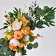thumbnail image 4 of Bewildely Kit de flores de artificial, guirnaldas, peonía realista, cartel de bienvenida, ramos, decoración de pared, utilería para fotografía, Kits de decoración para fiestas Naranja 80cm Bewildely HA084084-06, 4 of 6
