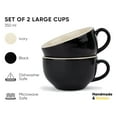 thumbnail image 2 of Large Ceramic Coffee Cup Set Of 2 - Black, 350ml Each | Cappuccino Cup With Glossy Finish | Large Ceramic Coffee Cup | Premium Stoneware Coffee Cup | Microwave Safe - XL Cuppa, 2 of 5