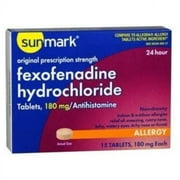Sunmark Fexofenadine Hydrochloride 24 Hour Allergy Tablets, 180 mg, 15 Count