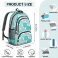 thumbnail image 5 of Geometric Flower and Dahlia Blue Backpack for School, Cute School Bag with Adjustable Shoulder Straps and Padded Back, 16.9"x12.6"x5.9", 5 of 5