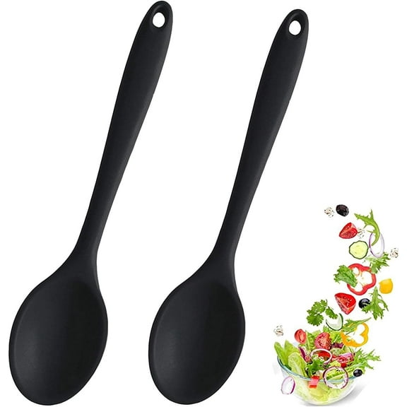 2 Pcs Silicone Spoons for Cooking Heat Resistant, 10.6in Long Cooking Utensi Mixing Spoons for Kitchen Cooking Baking Stirring Mixing Tools