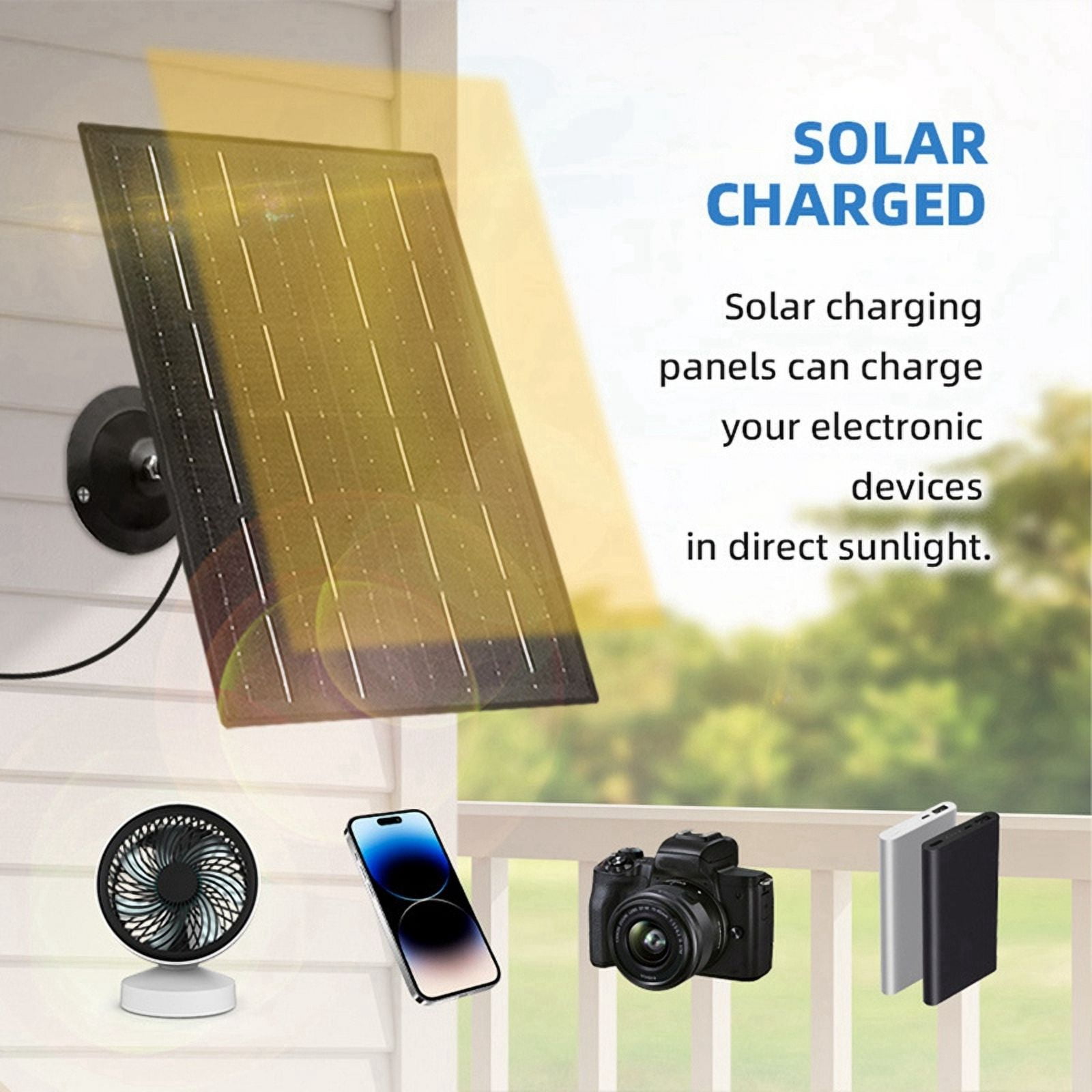 10W 5V Solar Panels for Security Cameras Recharged Battery Cameras Adjustable Security Camera Power Supply