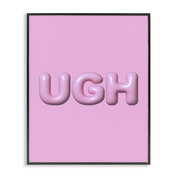 Stupell Industries Pink Ugh Balloon Letters Text & Numbers Painting Black Framed Art Print Wall Art, 11 x 14
