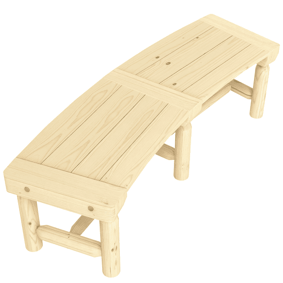 Dranite Round Wooden Garden Bench, Natural Finish, Wrap-around Seating for Tree, Patio & Lawn
