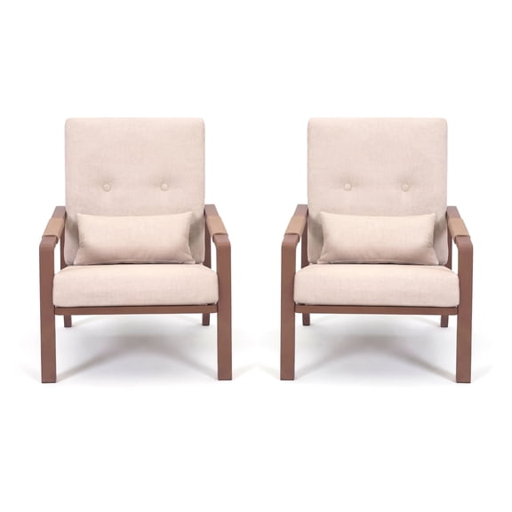 CozyJoy 2 Piece Bistro Patio Set with Coffee Table,Hand Woven rattan & Rust Free aluminum frame,Waterproof Cushions,Outdoor Furniture for Deck,Beige