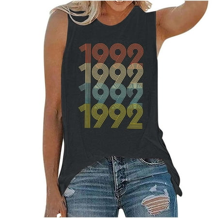 

YFPWM Women Clothes Fashion 2022 Summer Petite Tops Silk Blouse Nursing Tops Bustier Tops Print Round Neck Sleeveless T Shirt