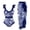 Blue, variant on WREESH Womens One Piece Swimsuits Beach Cover Ups Fashion Flower Print Tight Fitting Bikini Swimsuit Chiffon Overskirt Suit Sleeveless Bathing Suits Blue