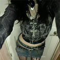 thumbnail image 5 of Tops cortos con diamantes de imitación, estampados gráficos, ropa grunge Y2K, estética Fairycore, remeras retro, lindas camisetas vintage Harajuku, 5 of 5