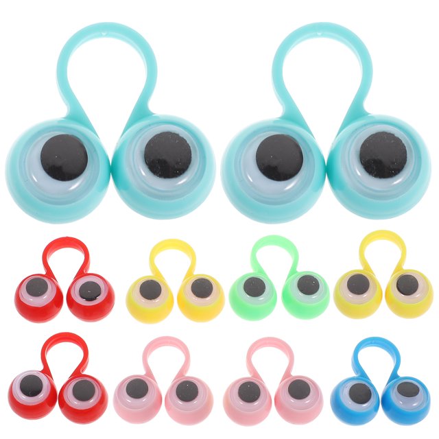 10 PCS Finger Toy Educational Intelligent Finger Toy Large Eyes Finger Ring Puppets Funny Finger Game Toy for Kids Children Gift Party Favor (Random Color)