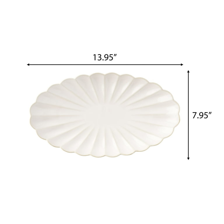 The Pioneer Woman Colette Stoneware 14-inch Serving Tray, Cream