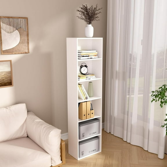 6 Cube Open Shelf Bookcase, 62in Tall Dresser for Bedroom Storage Organizer Chest for Closet Bedside Nursery Laundry Living Room Entryway Hallway, 15.75*9.25*62.36 in Display Standing Shelf