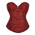 thumbnail image 2 of Prolriy Corset Tops para Mujer, Conjuntos de Corsé Bustier para Mujer, Cintura de Satén Negra, Tops Góticos de Talla Grande, Tops para Mujer, Vino L, 2 of 4