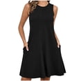 thumbnail image 3 of ClodeEU Women's Round Neck Sleeveless A-Line Swing Dress,Casual Mini Dress with Pockets Black,Women's Plus L, 3 of 8
