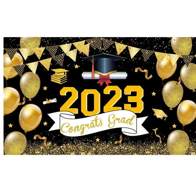 Event & Party EXtraLarge Congrats Grad Banner 180x110 Cm | Graduation Party Decorations 2023 Black and Gold | Graduation Banner 2023 | Graduation Decorations Class of 2023 | Red 2023 Graduatio
