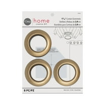 Dritz Curtain Grommets, 1-9/16" (40 mm) Inner Diameter, Heavy-Duty Plastic, Gold Color, Snap-On Design, Tool-Free Installation, 8-Pack