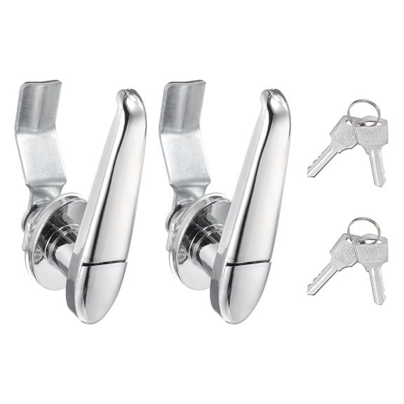 Tubular Cam Lock 4/7" Aluminum Alloy Cabinet Lock Keyed Alike with Key Silver 2 Pack