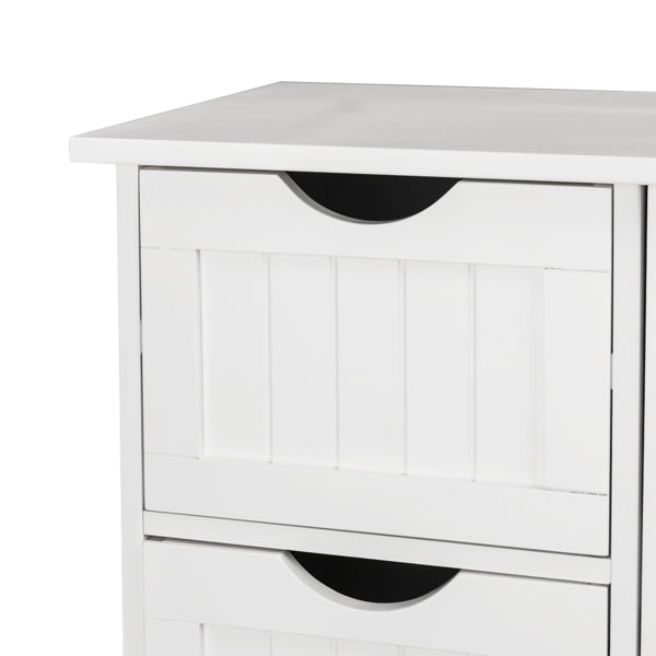 Single Door Bathroom Storage Cabinet with 4 Drawers, White