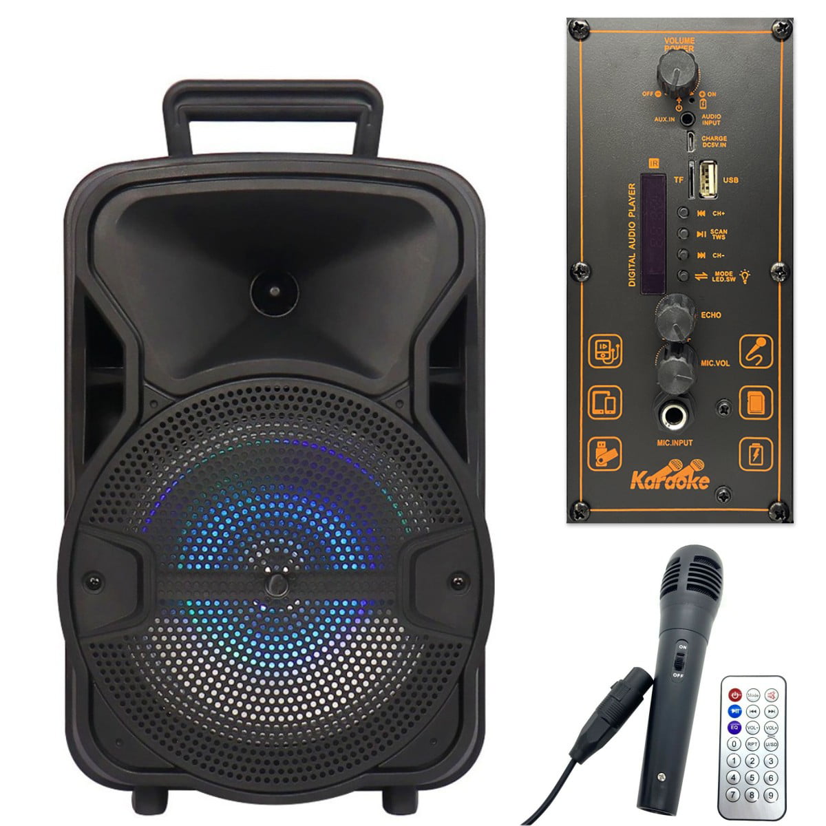 Portable Loud Speaker 1000W Bass Stereo Sound System 12" USB Bluetooth Wireless