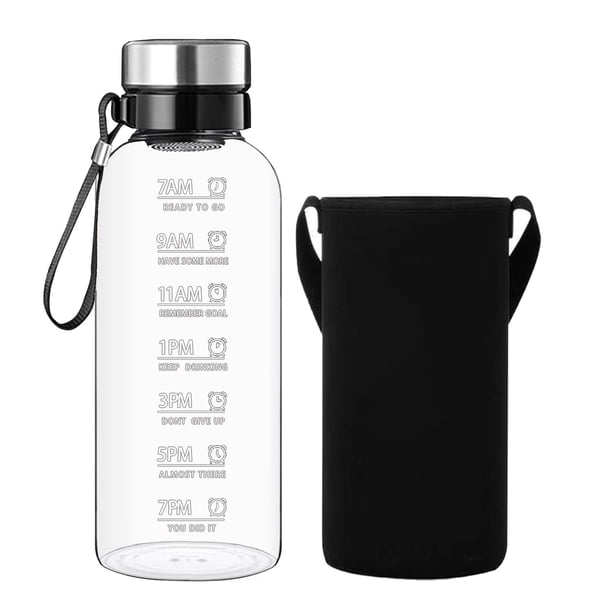 Botella de agua de vidrio RNCKUUE 1.9L con tapa y funda de bambú