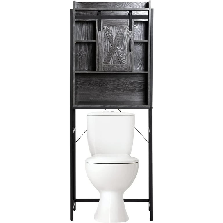 Saedew Over The Toilet Storage Cabinet, Farmhouse Over Toilet Bathroom  Organizer with Sliding Barn Door,Grey