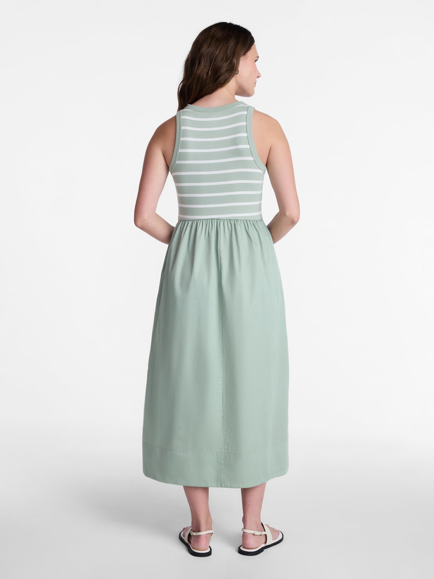 Time and Tru Women's Sleeveless Henley Midi Dress, Sizes XS-XXXL
