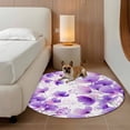 thumbnail image 2 of Purple Flowers Round Area Rug 3.3Ft Washable Circle Rugs for Dining Room Table, Spring Blooms Botanicals Watercolor Floral Non-Slip Carpet Floor Mats Indoor Outdoor Carpet Runner Aesthetic Home Decor, 2 of 8