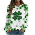 thumbnail image 1 of Plebaso Chandail en Molleton de la Saint-Patrick pour Femmes Imprimé Trèfle Col Rond Manches Longues Chandail P-5TG, 1 of 4