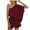 Wine, variant on Womens Summer Off Single Shoulder Rompers Trendy Sleeveless Elastic Waist Shorts Casual Loose Jumpsuit