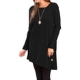 thumbnail image 2 of Sonducket Top de mujer de manga larga de color sólido vestido de otoño con botones laterales divididos suéter con dobladillo irregular Prendas para la parte del cuerpo Negro M, 2 of 5