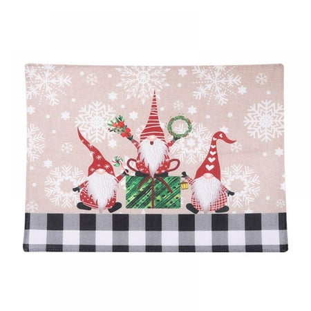 

GOODLY Christmas Placemats Plaid Placemat Kitchen Table Mats Non-Slip Placemats for Dining Table