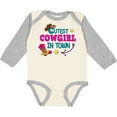 thumbnail image 3 of Inktastic Cutest Cowgirl in Town with Cowgirl Hat and Boots Girls Long Sleeve Baby Bodysuit, 3 of 5