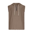 thumbnail image 3 of Linen Mens Hoodie Pullover Drawstring Quarter Zipper Sleeveless Vintage Tops T-Shirt Streetwear Fathers Gift, 3 of 6