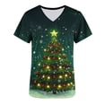 thumbnail image 6 of Wowcloth Women's Short Sleeve V-Neck Top with Christmas Print and Pocket, Casual Scrub Style for Holiday and Daily Wear, 6 of 7