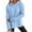 03#Blue, variant on Ladies Solid Color Oversized Hooded Pullover Sweatshirt Long Sleeve Top with Scalloped Wave Hem for Everyday Outdoor and Lounging Wear