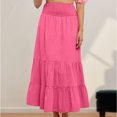 thumbnail image 2 of Falda plisada larga de corte holgado de algodón Falda de verano para mujer Falda informal Traje diario FLhrweasw Nuevo, 2 of 9