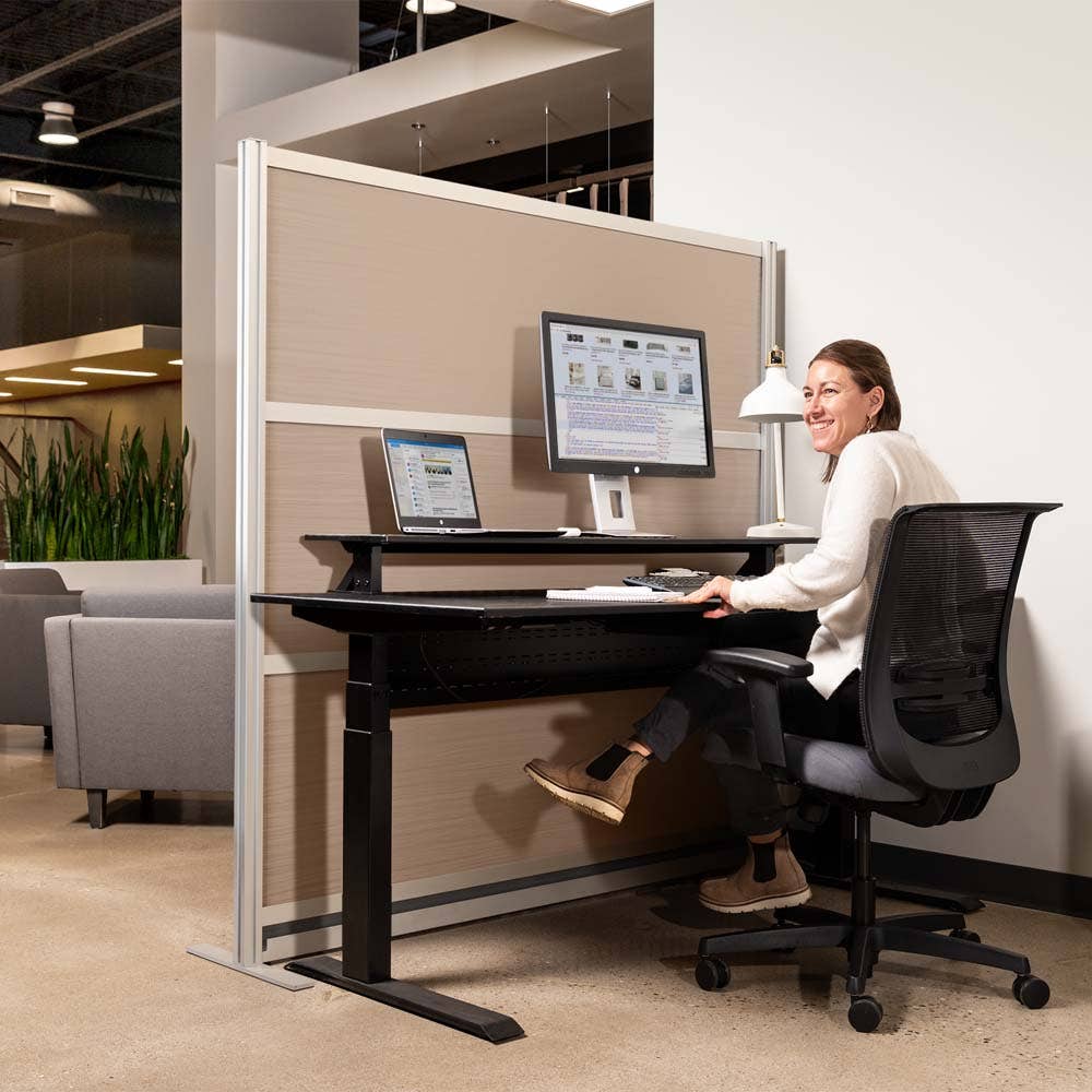 Luxor Oakwood Modular Wall Room Divider System - 70" W x 70" H, Freestanding