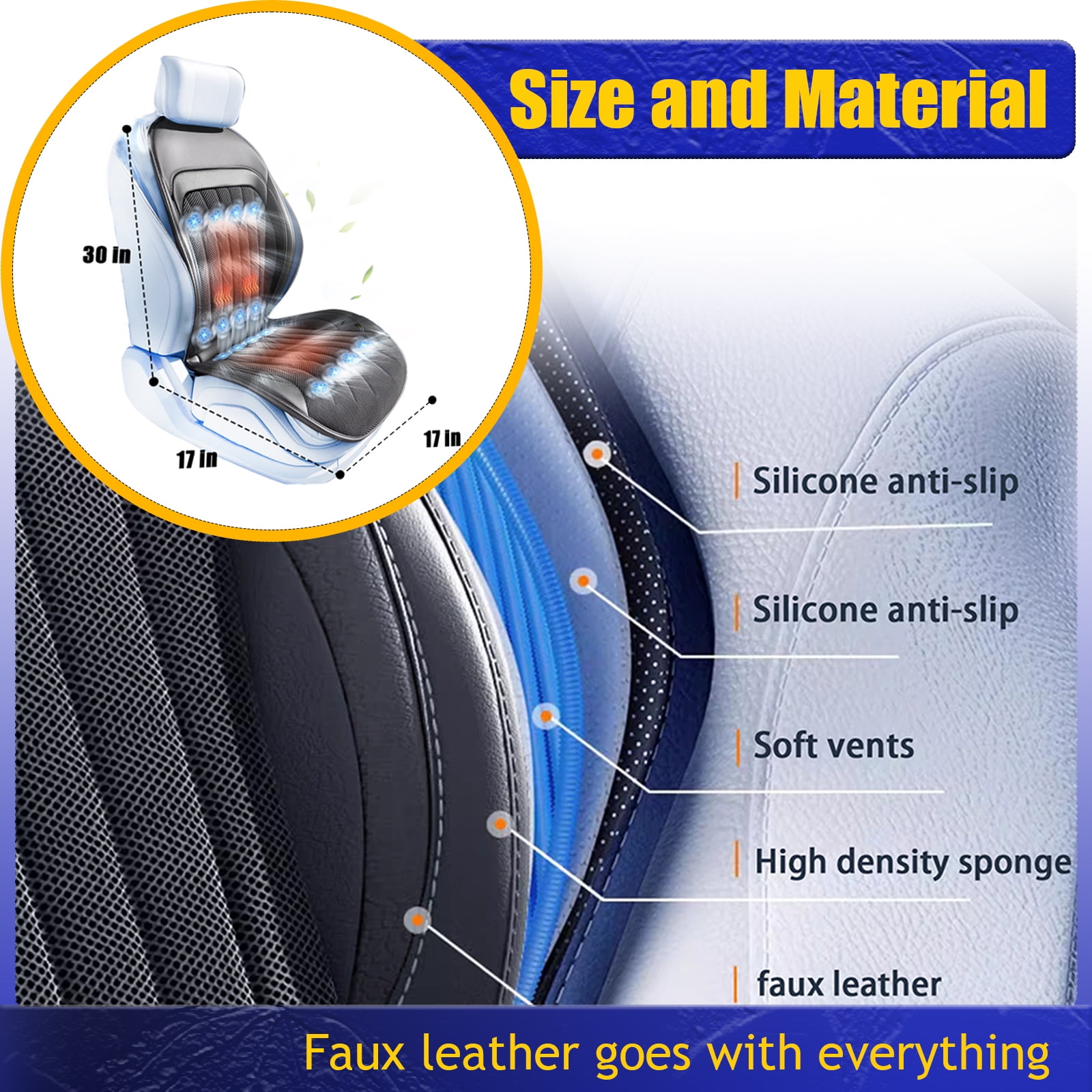 3 in 1 Front Seat Cooling Seat Cover, 16 Fans Ventilated Cooling Seat Cover with Air Conditioning Refrigeration Device, Heat Seat Covers Car SUV Universal Cooling Seat Cover with Massage