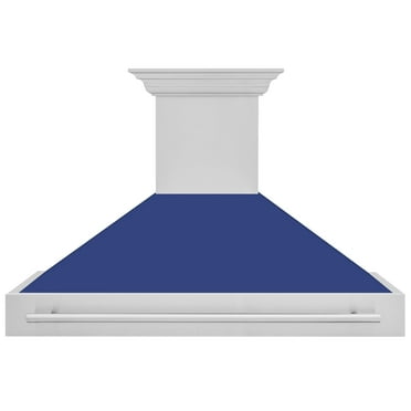 ZLINE 48" Stainless Steel Range Hood with Blue Matte Shell and Stainless Steel Handle