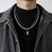 Punk Friends Gift Sweater chain Couple Necklace Thick Chain Men Women Titanium Steel Necklace Men Clavicle Chain Korean Style Necklace Cuban Letter Necklace Z