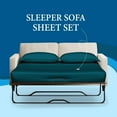 thumbnail image 2 of 4-Piece Olympic Queen Sleeper Sofa Sheet Set, 100% Egyptian Cotton, 600 Thread Count, Fits 8" Deep Pull-Out Couch Mattress (66" x 80") - Teal Solid, 2 of 5
