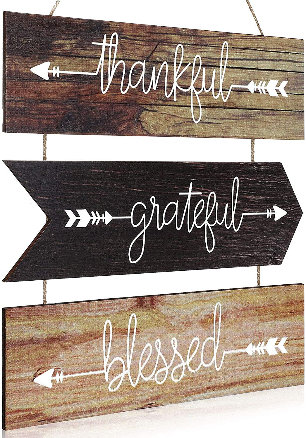 Thankful Grateful Blessed 4 Ft Long Farmhouse Decor Rustic Wood Sign 